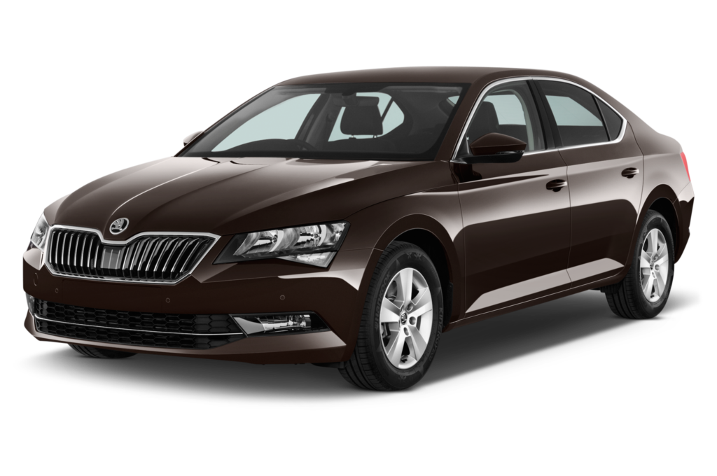 Brown sedan shown from a front three-quarter view, highlighting the grille and headlights.